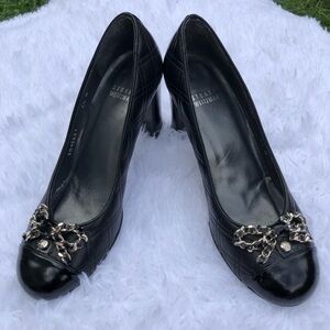STUART WEITZMAN Black Quilted Cap Toe Heel - EUC.